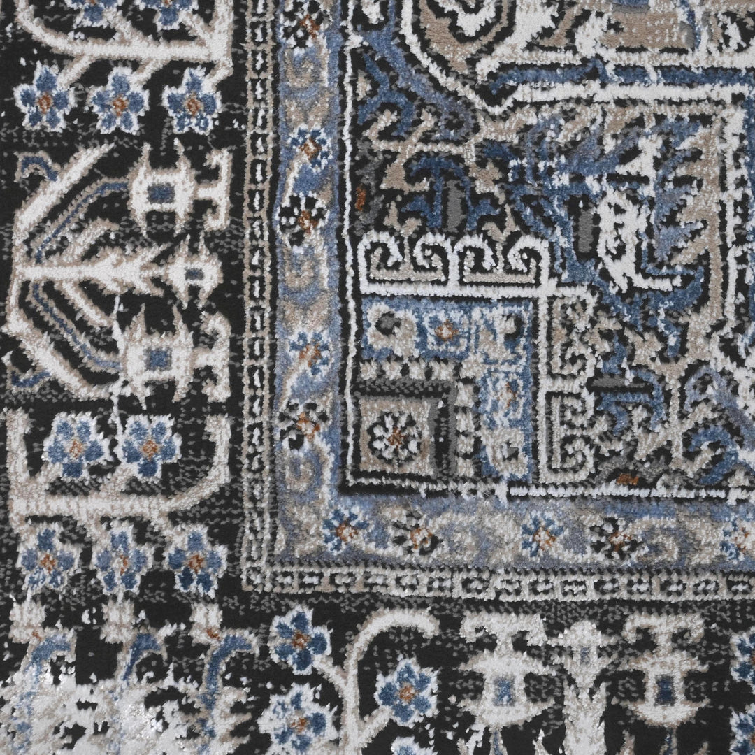 Grey Black Vintage Turkish Rug 5X8 ft