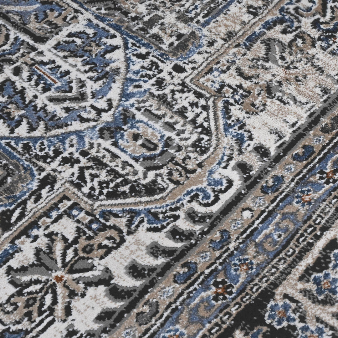 Grey Black Vintage Turkish Rug 5X8 ft