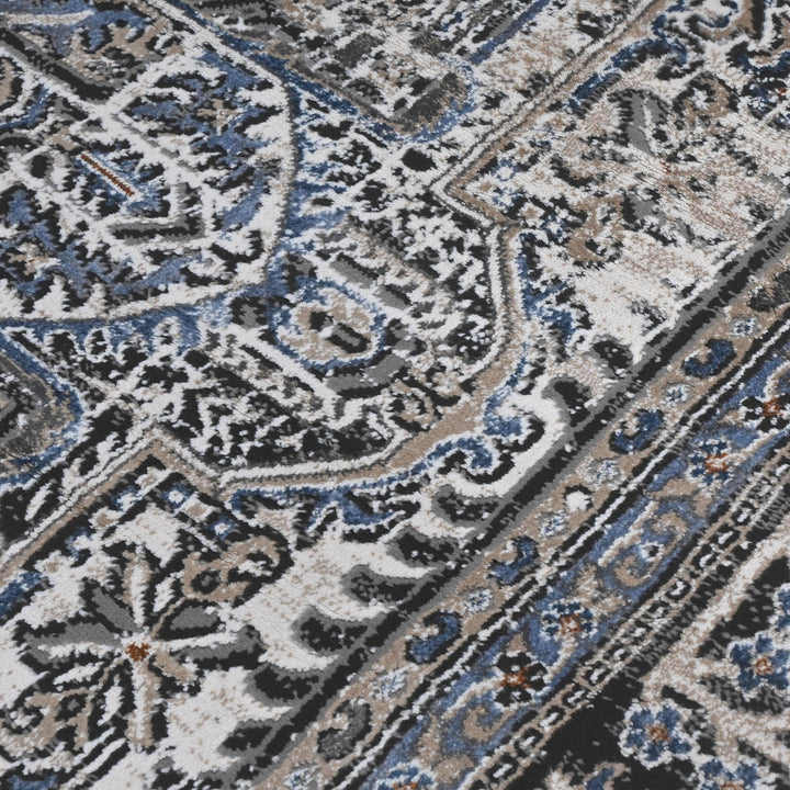 Grey Black Vintage Turkish Rug 5X8 ft