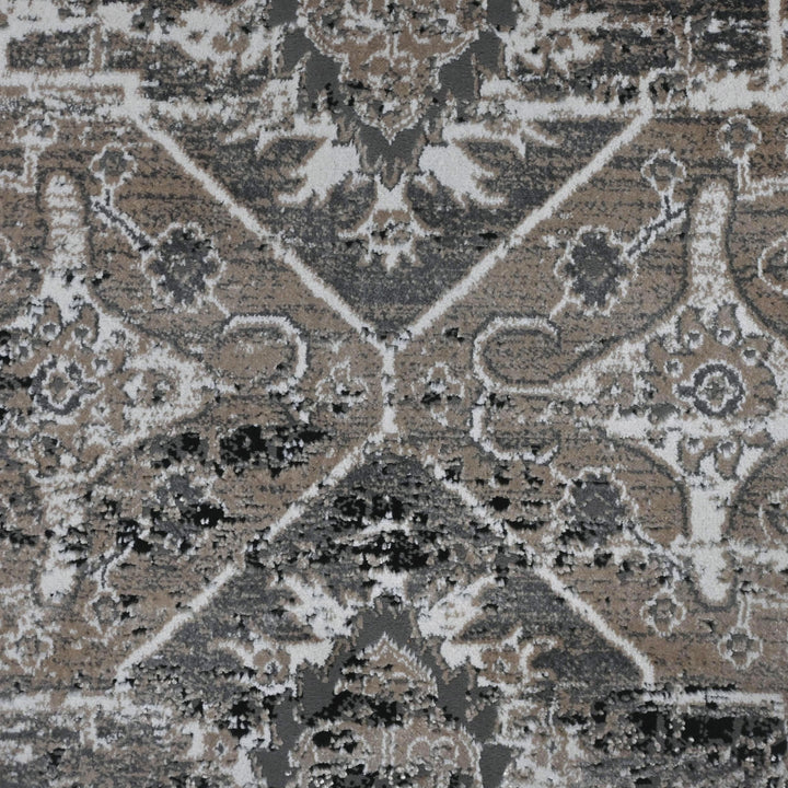 Grey Black Vintage Turkish Rug 5X8 ft