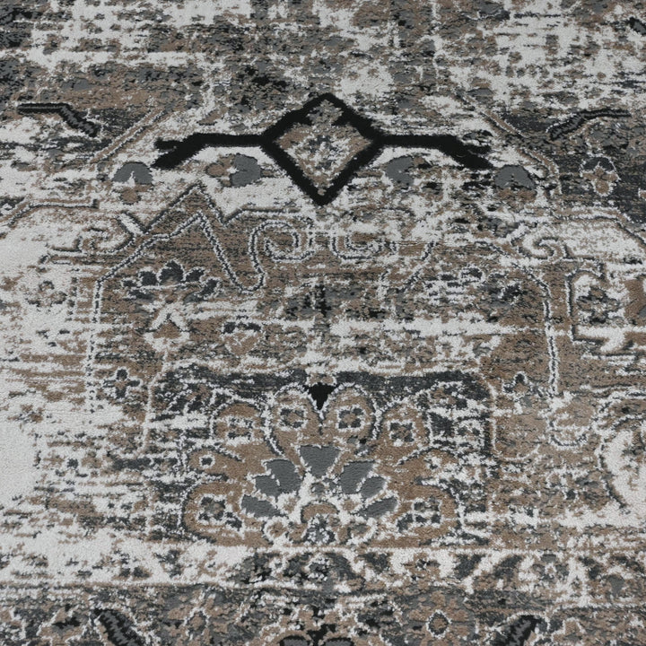 Grey Black Vintage Turkish Rug 5X8 ft