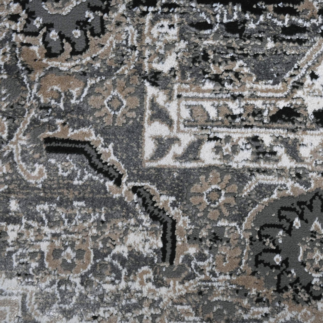 Grey Black Vintage Turkish Rug 5X8 ft