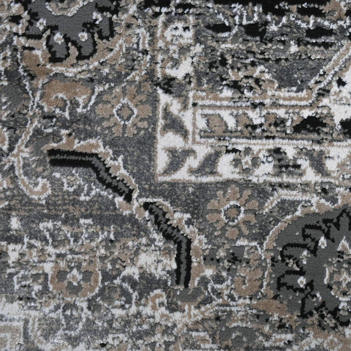 Grey Black Vintage Turkish Rug 5X8 ft