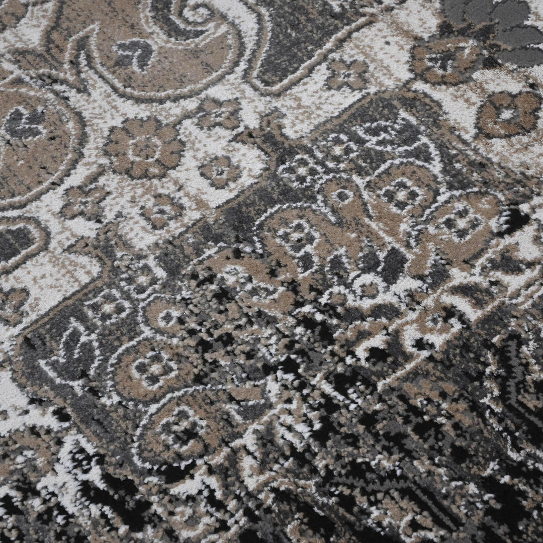 Grey Black Vintage Turkish Rug 5X8 ft