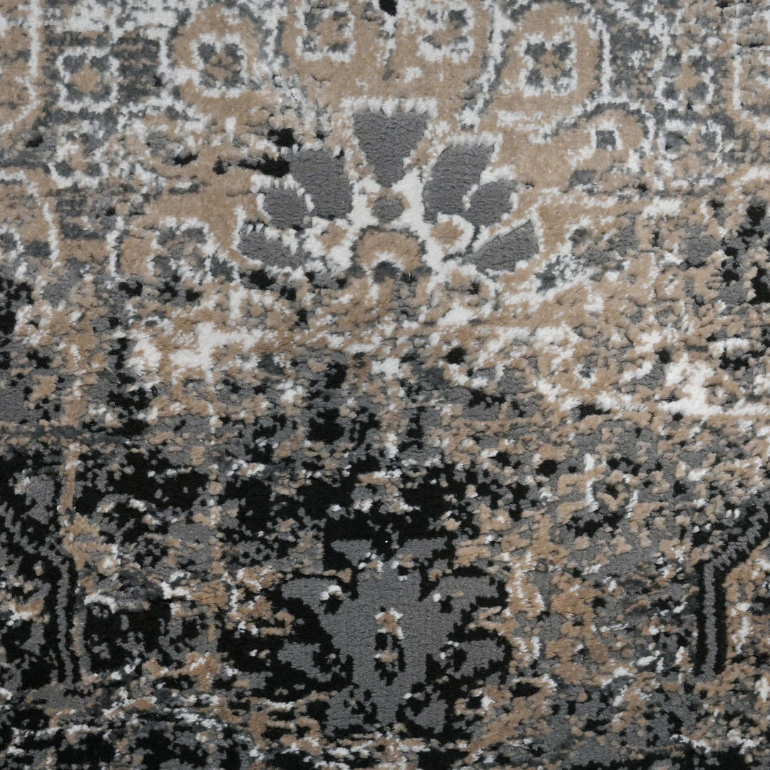 Grey Black Vintage Turkish Rug 5X8 ft