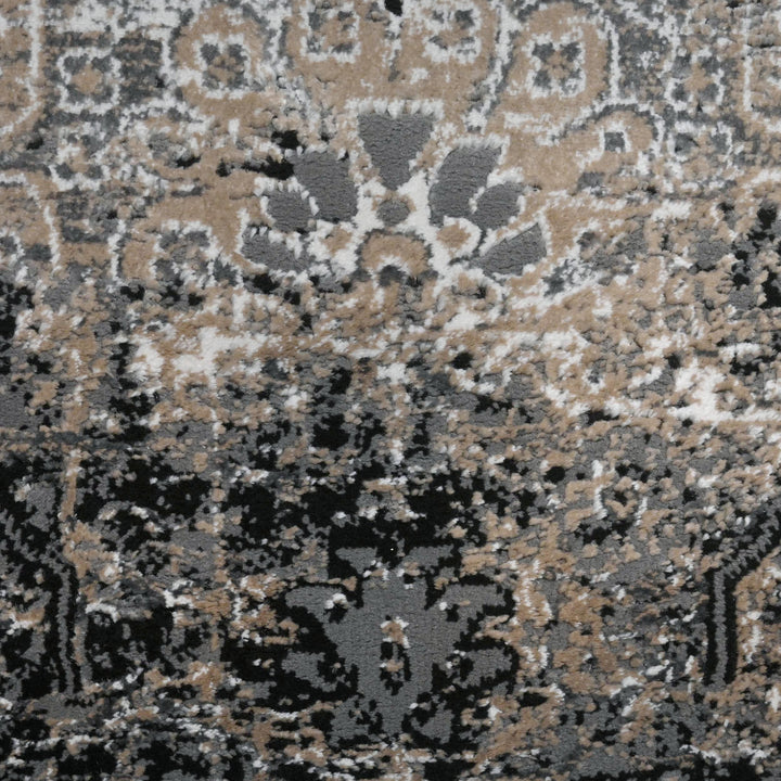 Grey Black Vintage Turkish Rug 5X8 ft