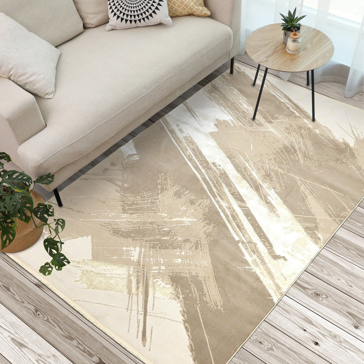 Beige Abstract Turkish Rug 4X6 Ft