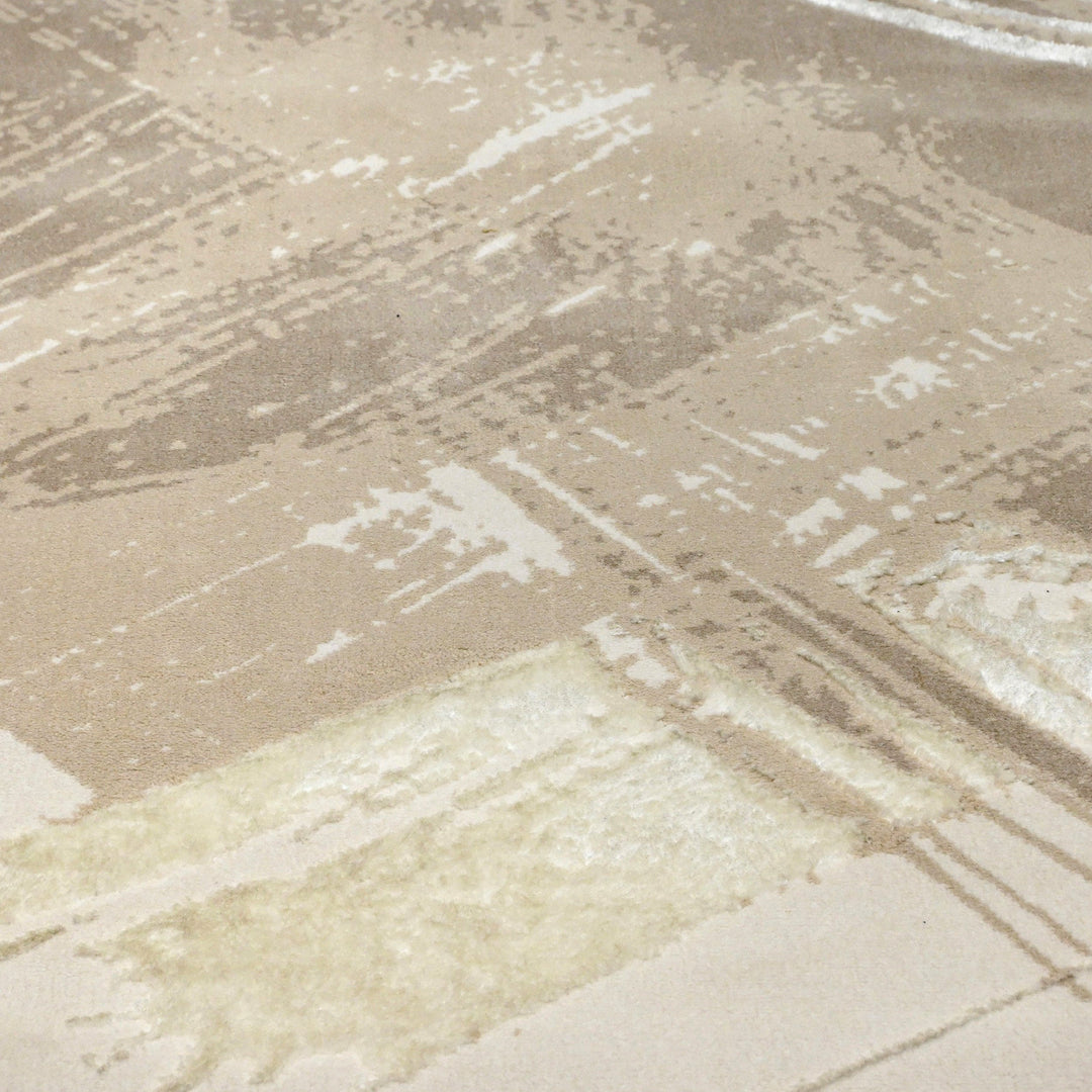 Beige Abstract Turkish Rug 4X6 Ft