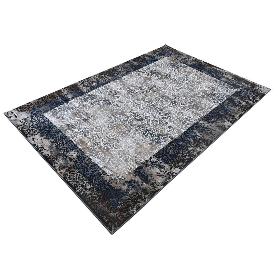 Grey Black Vintage Turkish Rug 5X8 ft