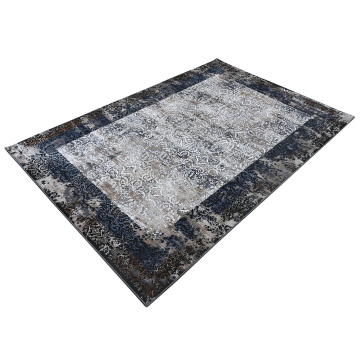 Grey Black Vintage Turkish Rug 5X8 ft