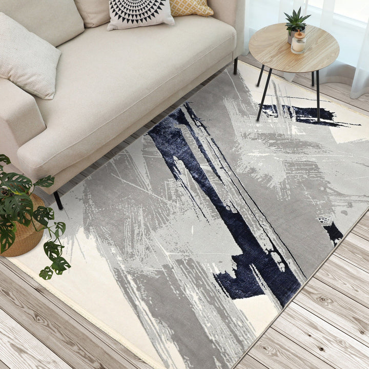 Grey Splash Turkish Rug 4x6 ft
