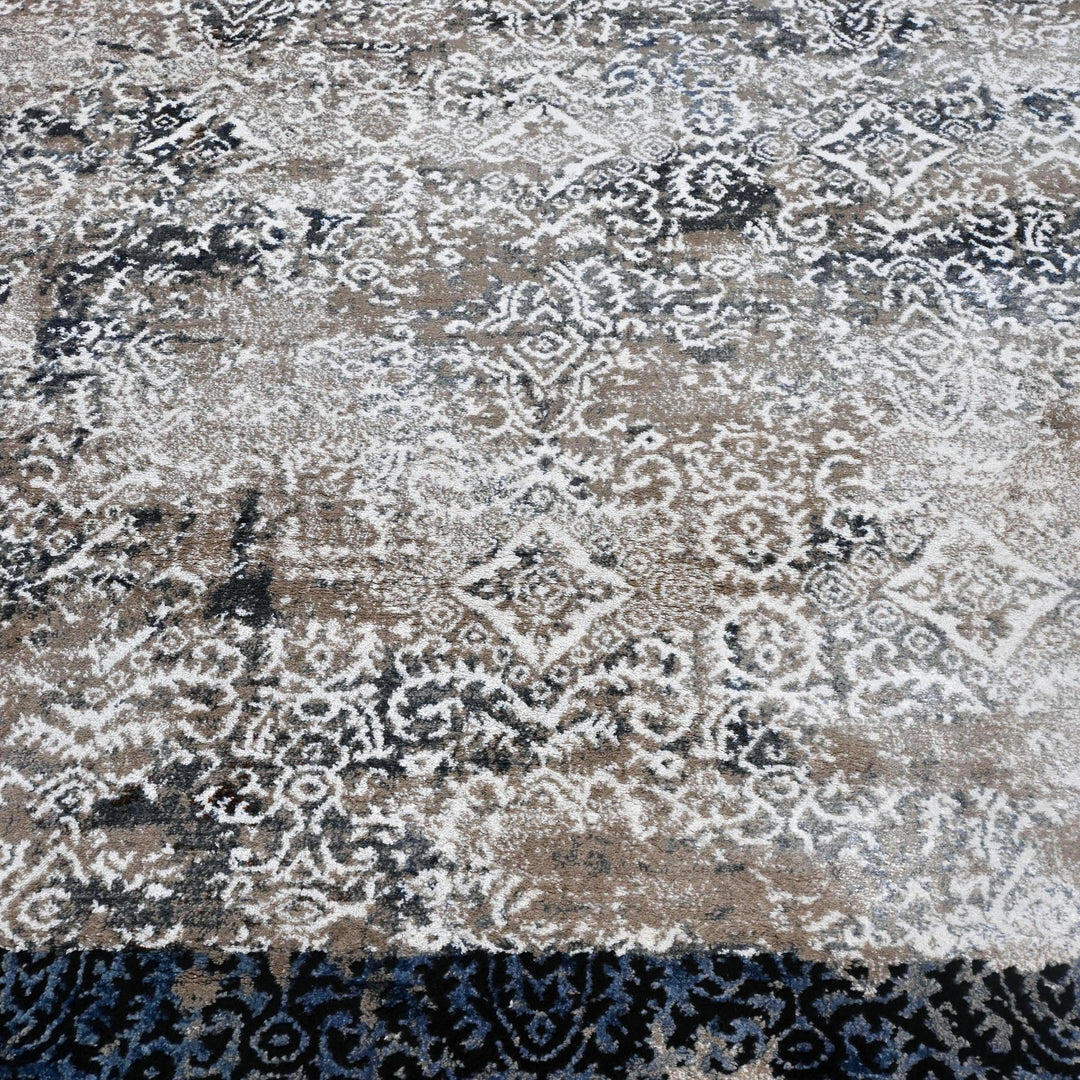 Grey Black Vintage Turkish Rug 5X8 ft