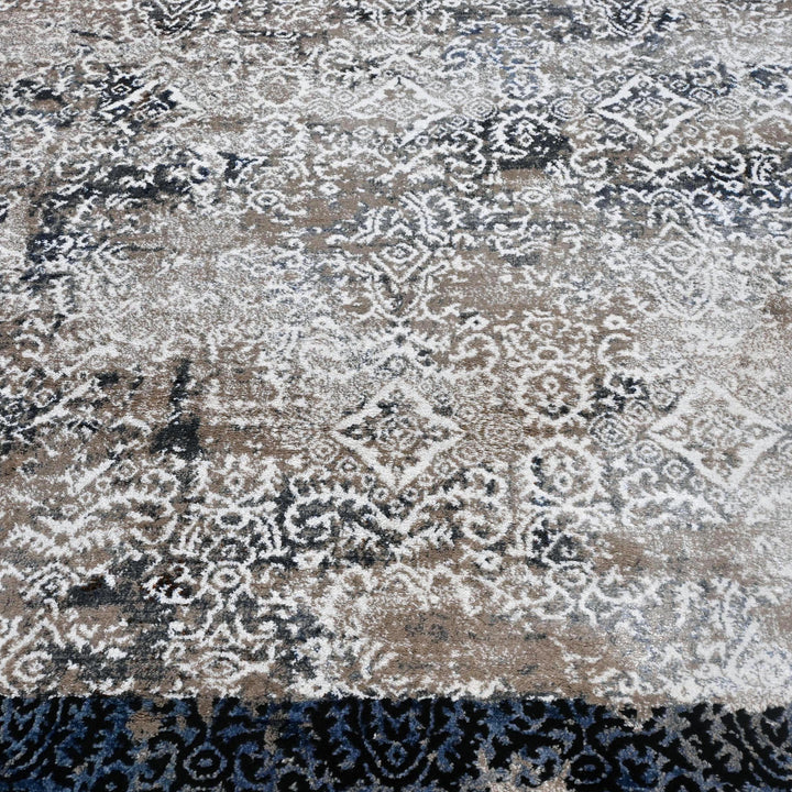 Grey Black Vintage Turkish Rug 5X8 ft