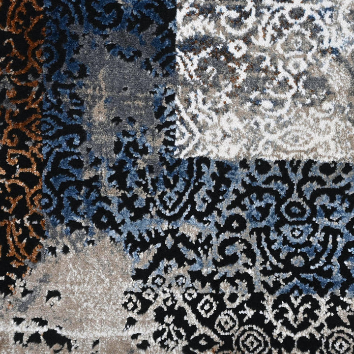 Grey Black Vintage Turkish Rug 5X8 ft