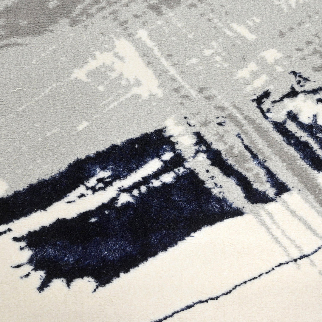 Grey Splash Turkish Rug 4x6 ft