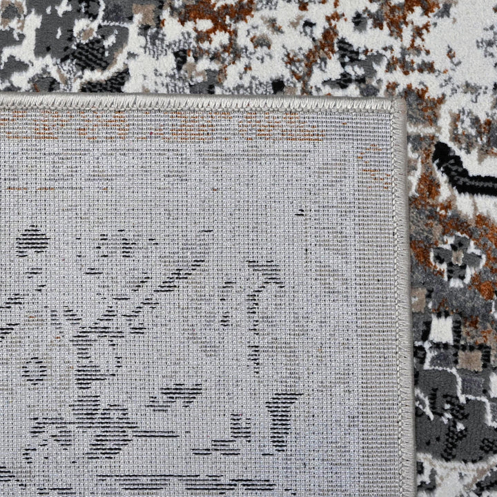 Grey Black Floral Turkish Rug 5X8 ft