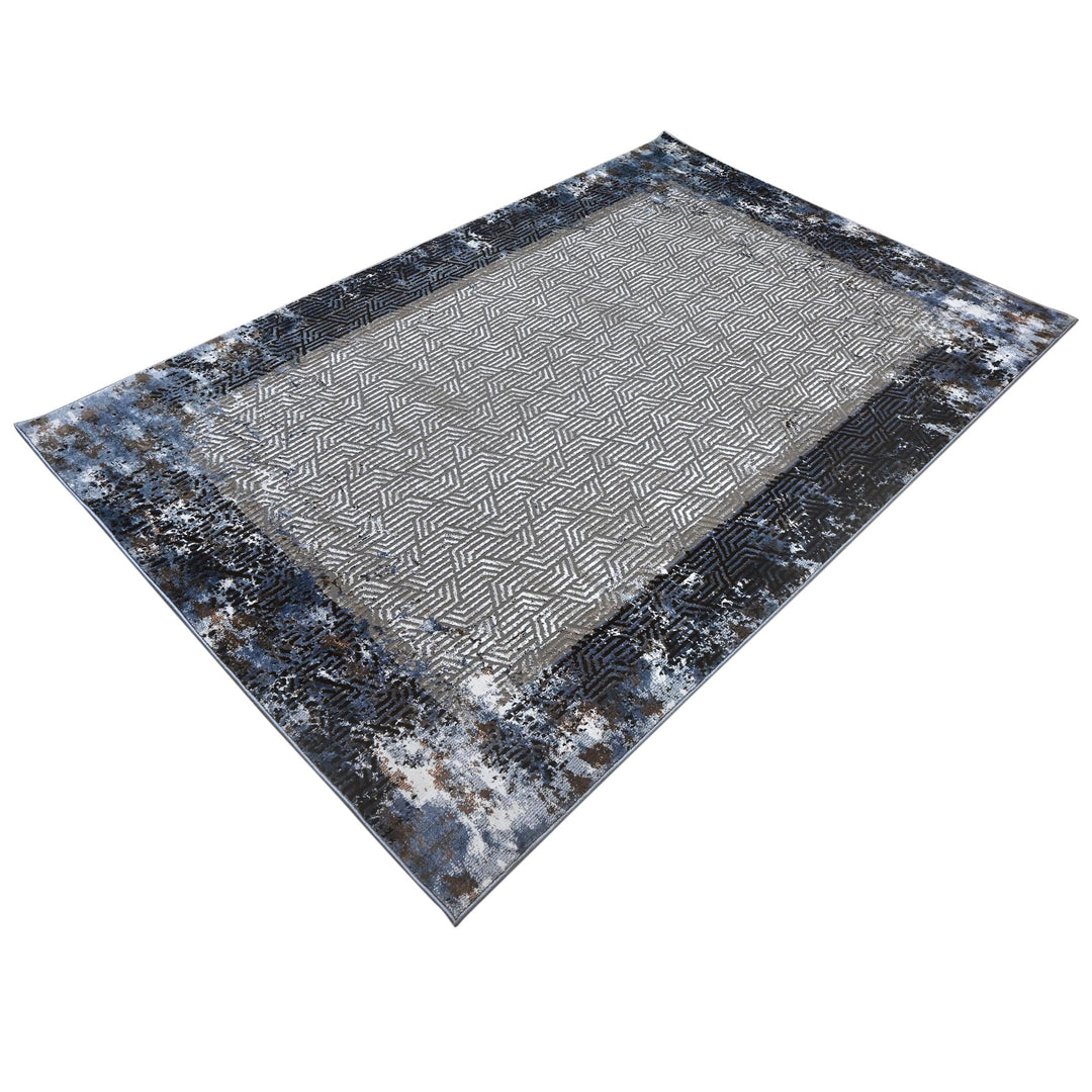 Grey Black Geometric Turkish Rug 5X8 ft