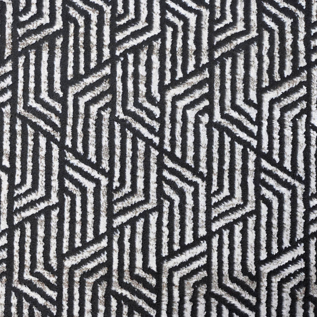 Grey Black Geometric Turkish Rug 5X8 ft