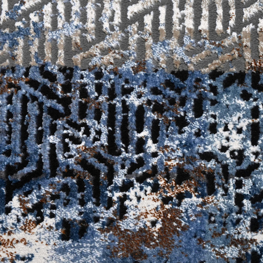 Grey Black Geometric Turkish Rug 5X8 ft