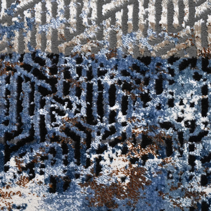 Grey Black Geometric Turkish Rug 5X8 ft