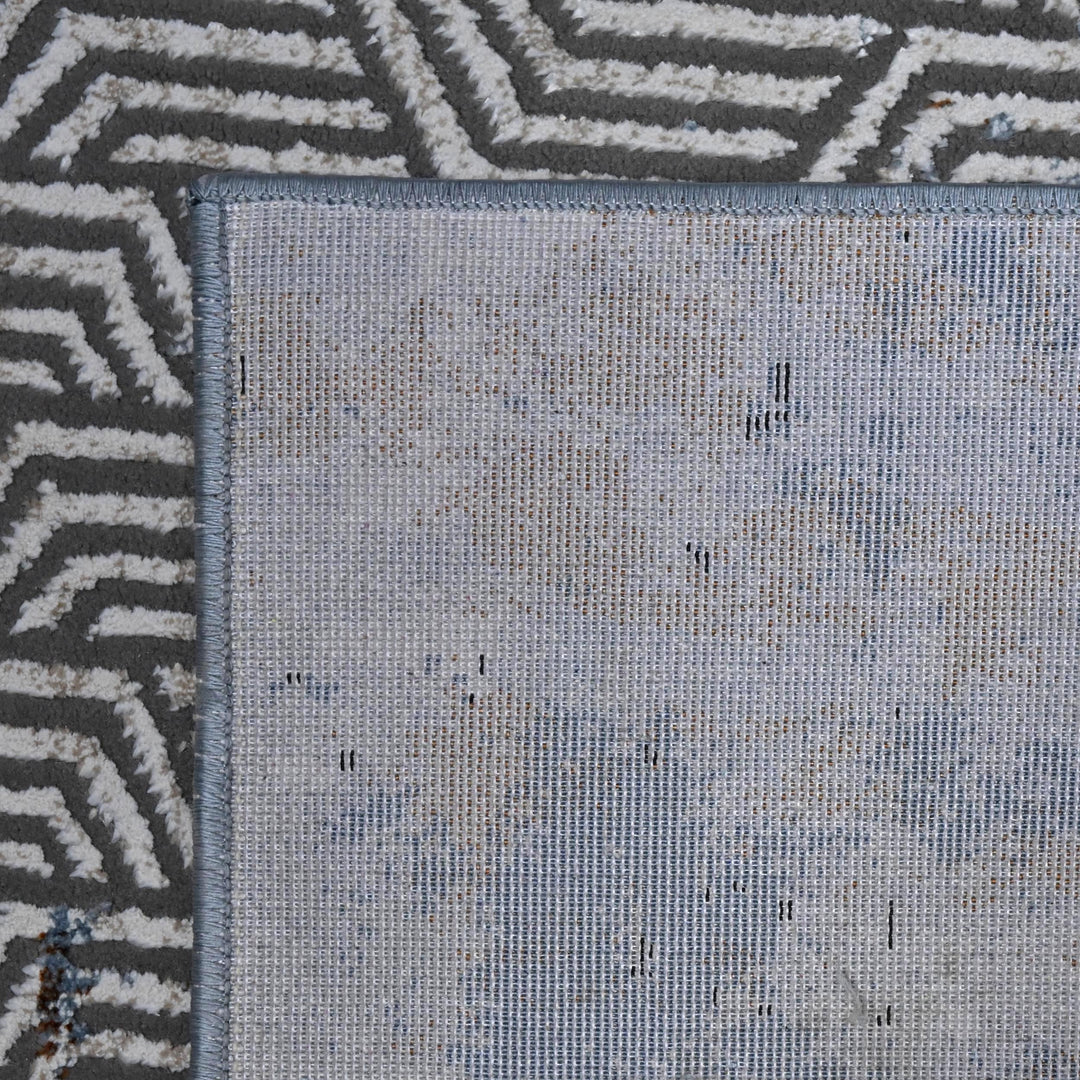 Grey Black Geometric Turkish Rug 5X8 ft