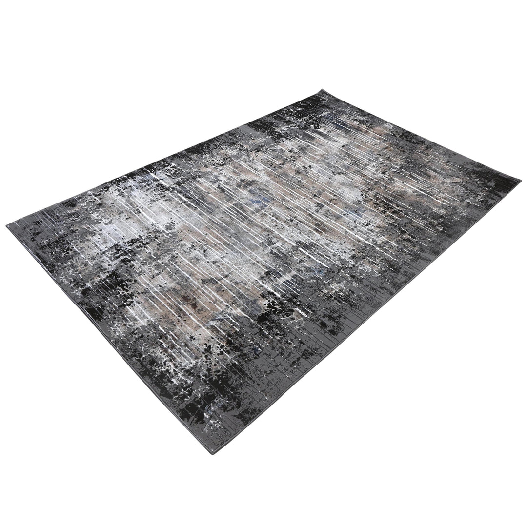 Grey Black Abstract Turkish Rug 5X8 ft