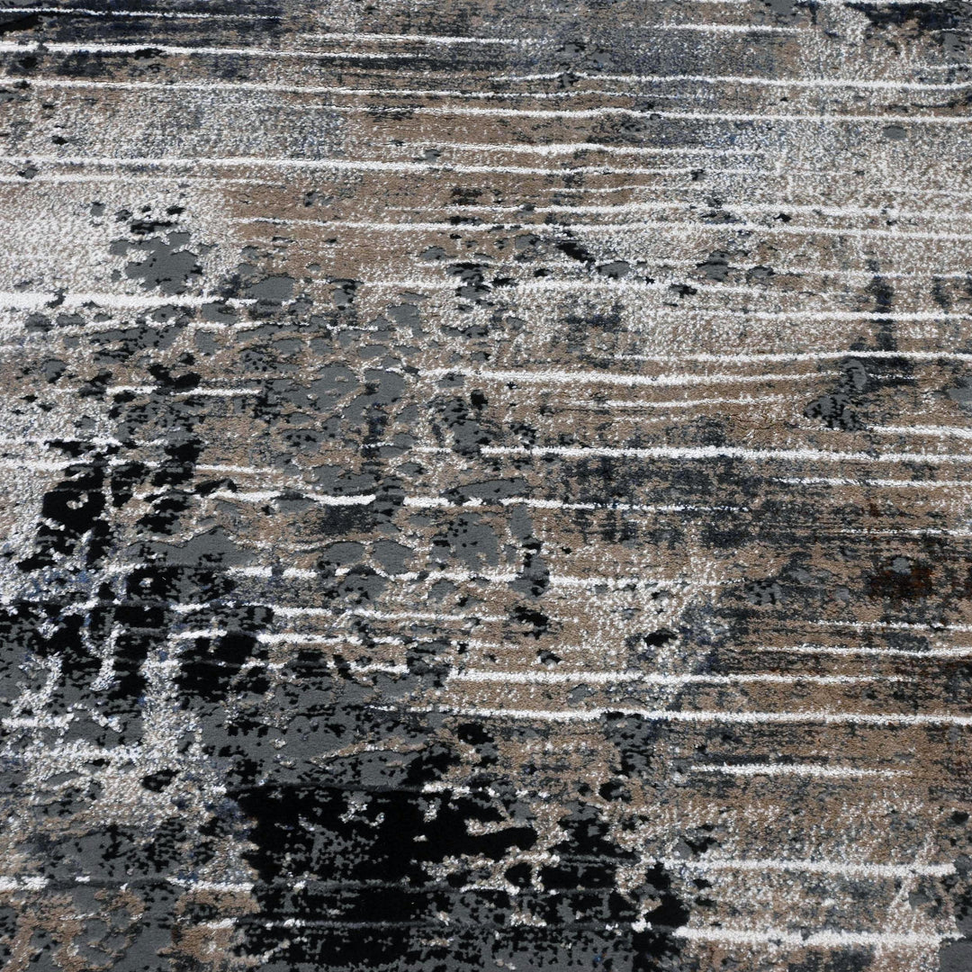 Grey Black Abstract Turkish Rug 5X8 ft