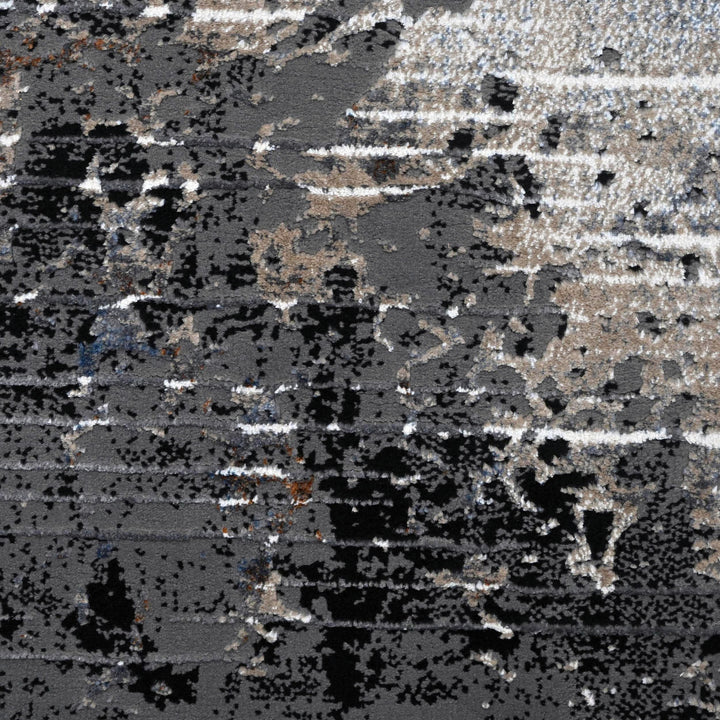 Grey Black Abstract Turkish Rug 5X8 ft