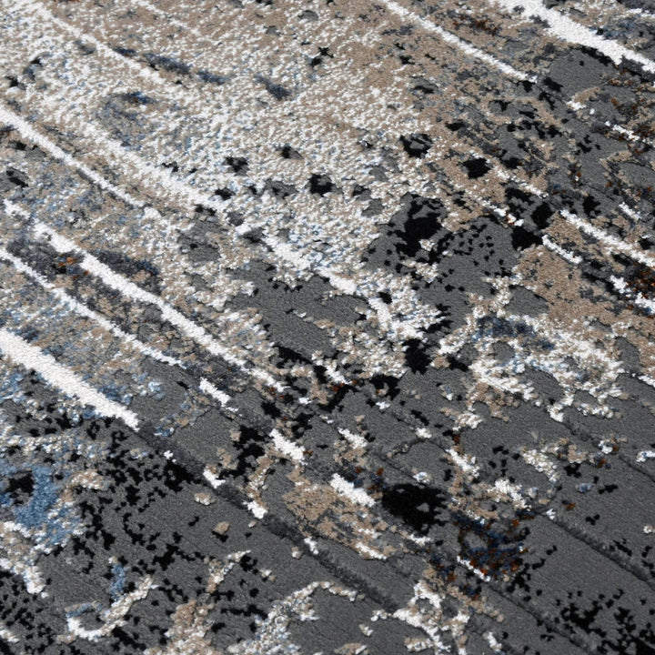 Grey Black Abstract Turkish Rug 5X8 ft