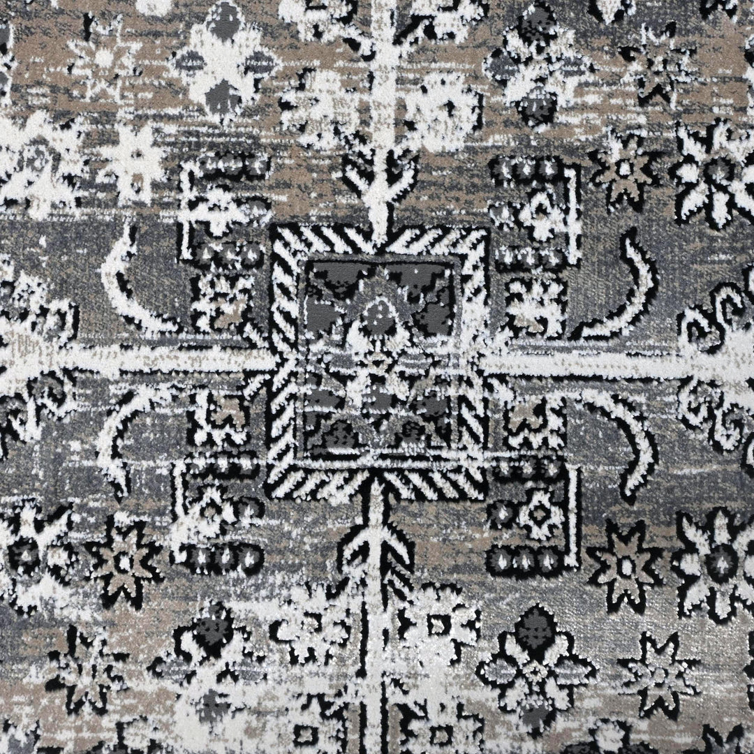 Grey Black Vintage Turkish Rug 5X8 ft