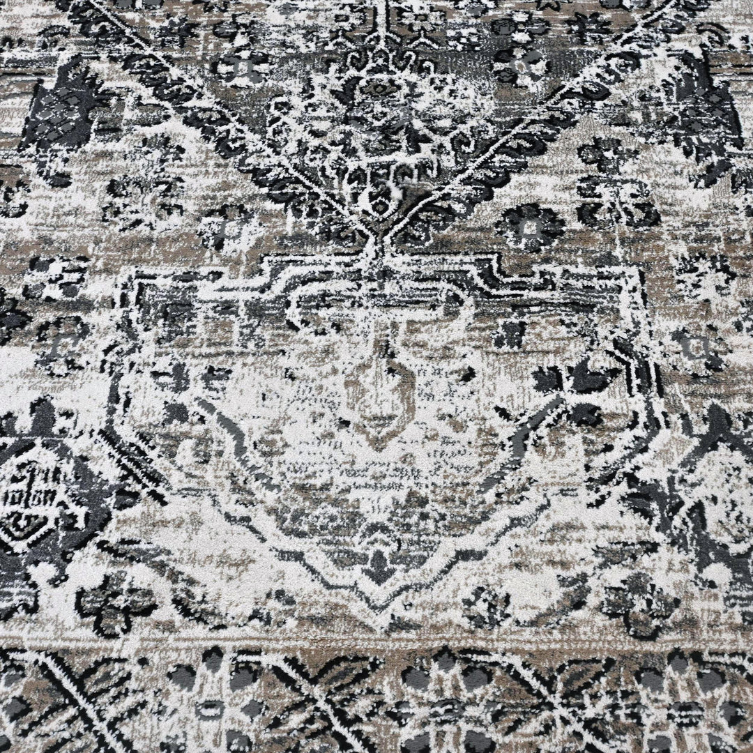 Grey Black Vintage Turkish Rug 5X8 ft