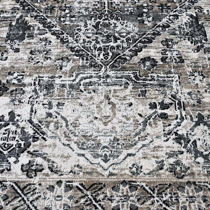 Grey Black Vintage Turkish Rug 5X8 ft