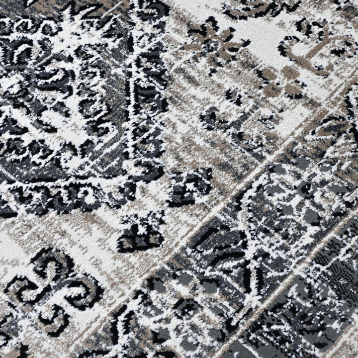 Grey Black Vintage Turkish Rug 5X8 ft