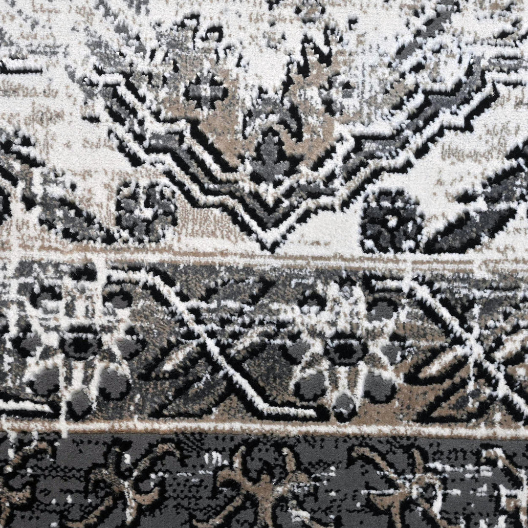 Grey Black Vintage Turkish Rug 5X8 ft