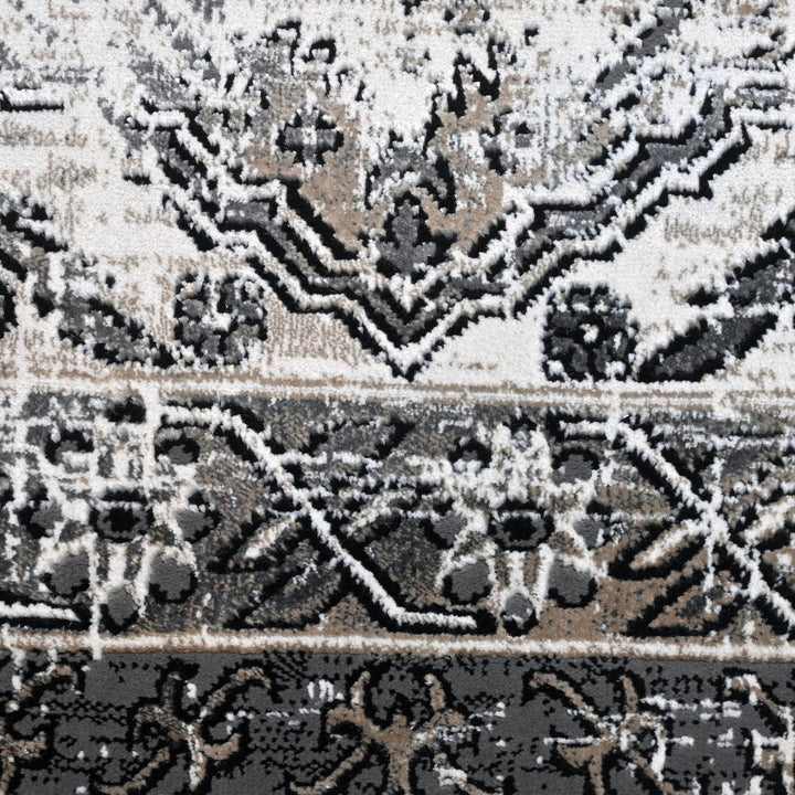 Grey Black Vintage Turkish Rug 5X8 ft