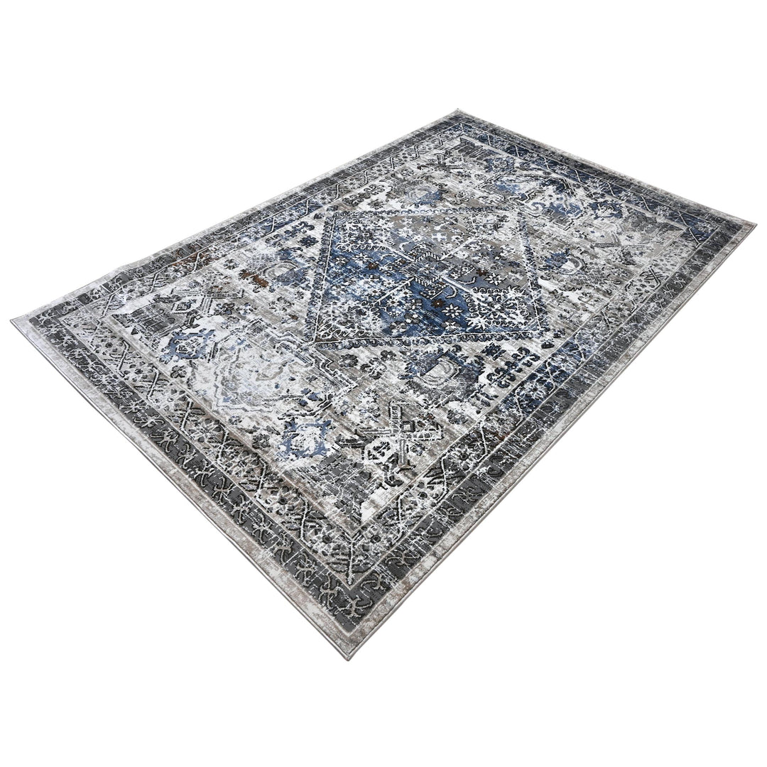 Grey Blue Vintage Turkish Rug 5X8 ft