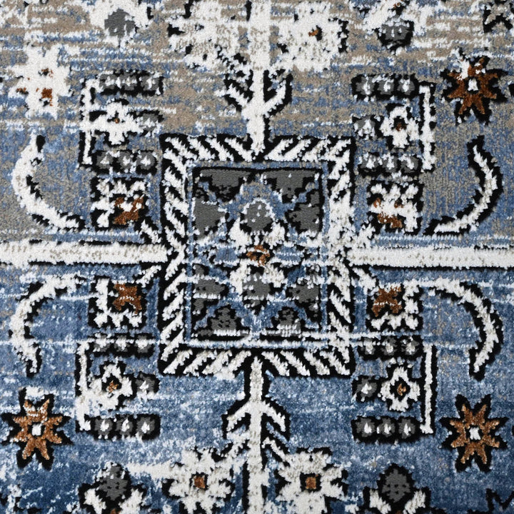 Grey Blue Vintage Turkish Rug 5X8 ft