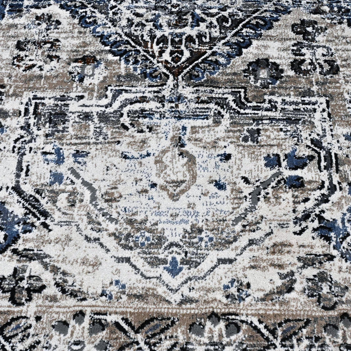Grey Blue Vintage Turkish Rug 5X8 ft