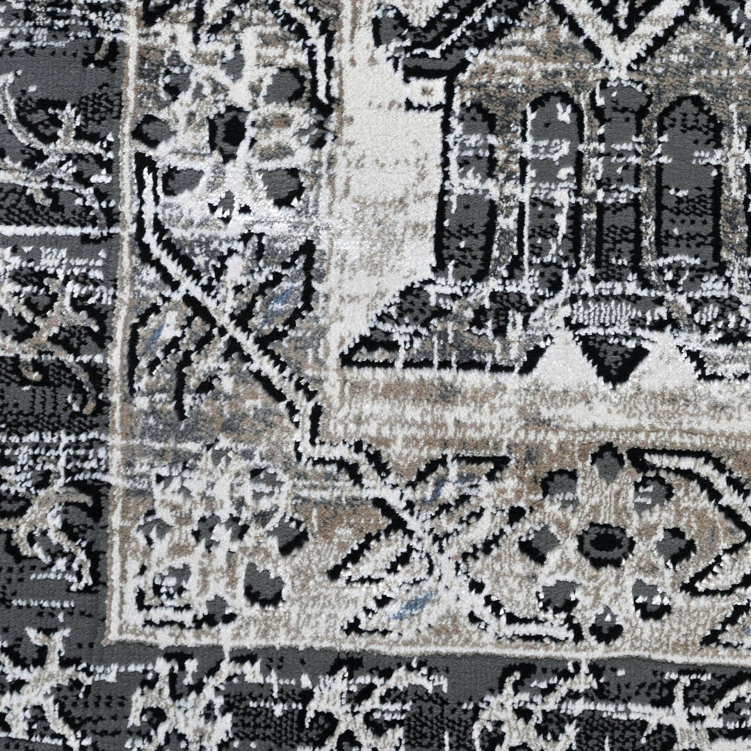 Grey Blue Vintage Turkish Rug 5X8 ft