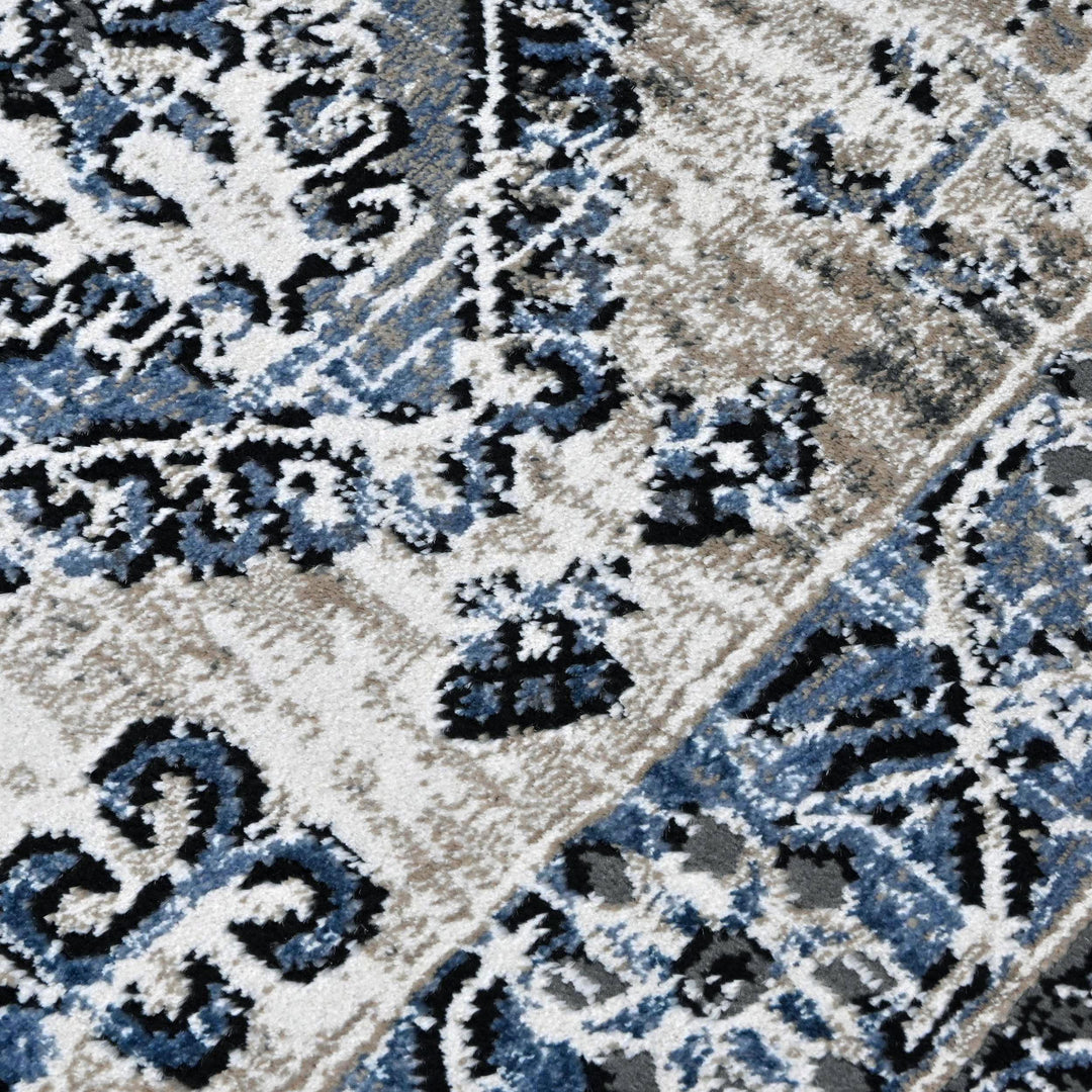 Grey Blue Vintage Turkish Rug 5X8 ft