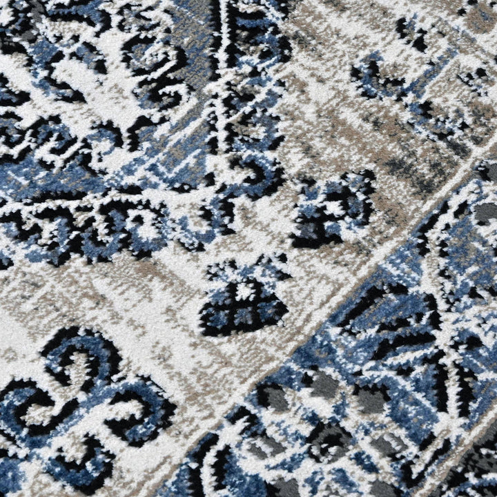 Grey Blue Vintage Turkish Rug 5X8 ft