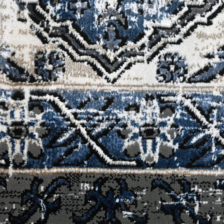 Grey Blue Vintage Turkish Rug 5X8 ft