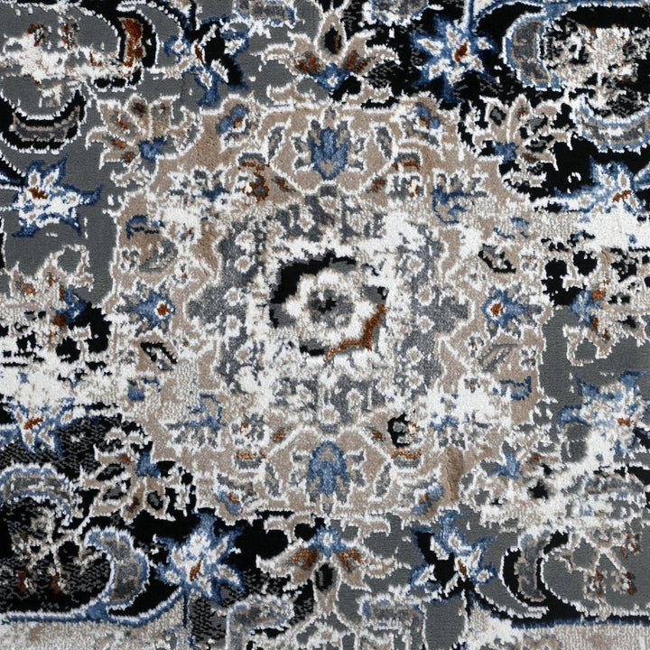 Grey Black Vintage Turkish Rug 5X8 ft