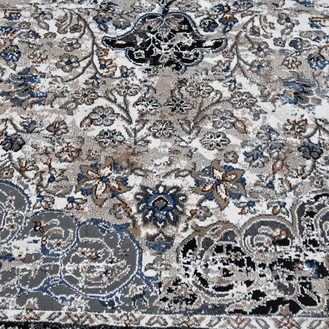 Grey Black Vintage Turkish Rug 5X8 ft