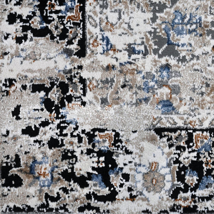 Grey Black Vintage Turkish Rug 5X8 ft