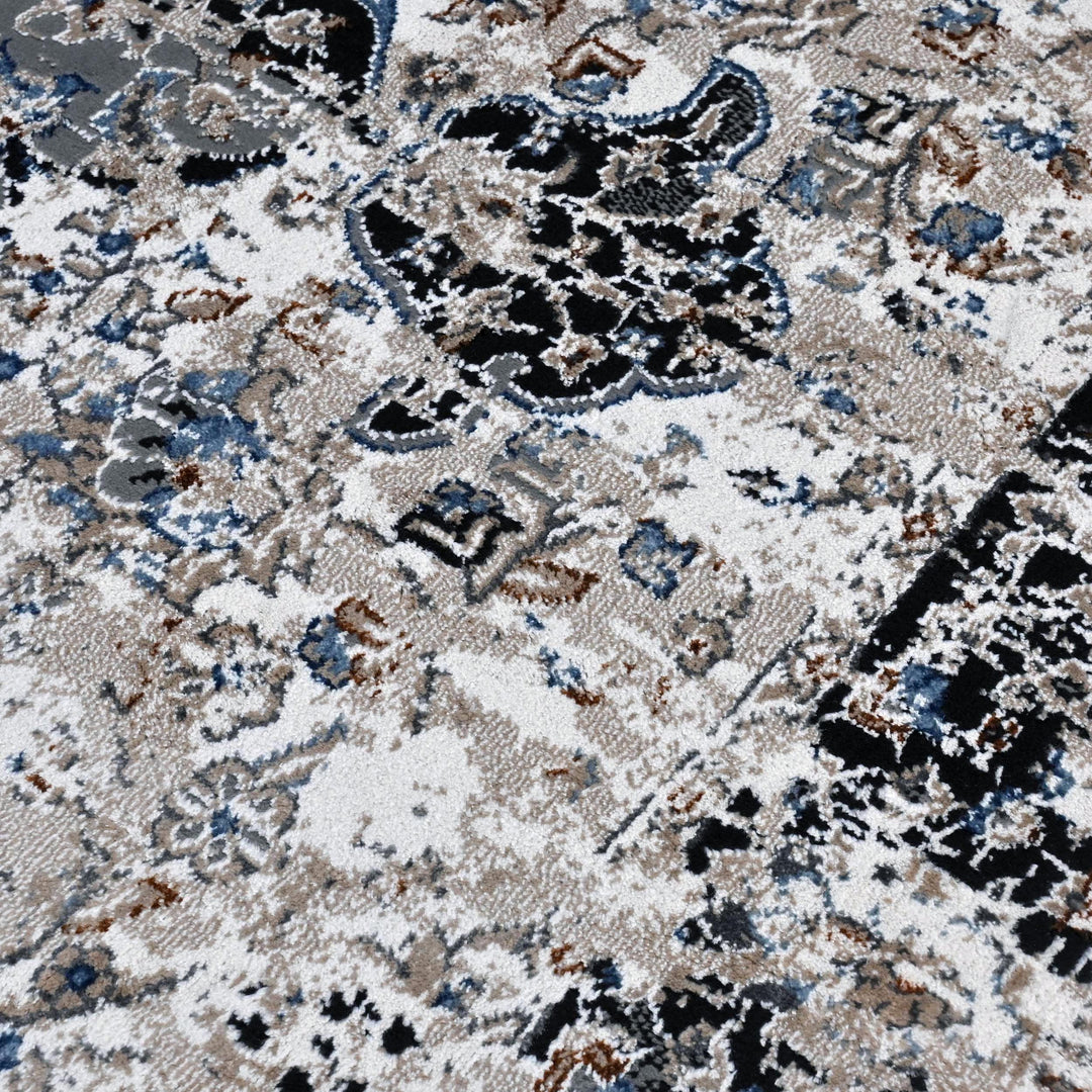 Grey Black Vintage Turkish Rug 5X8 ft