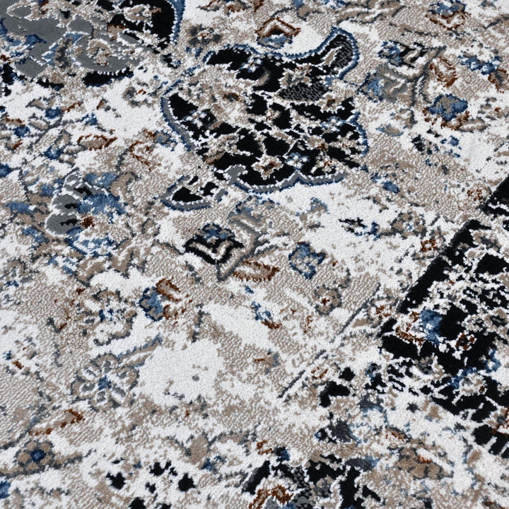 Grey Black Vintage Turkish Rug 5X8 ft