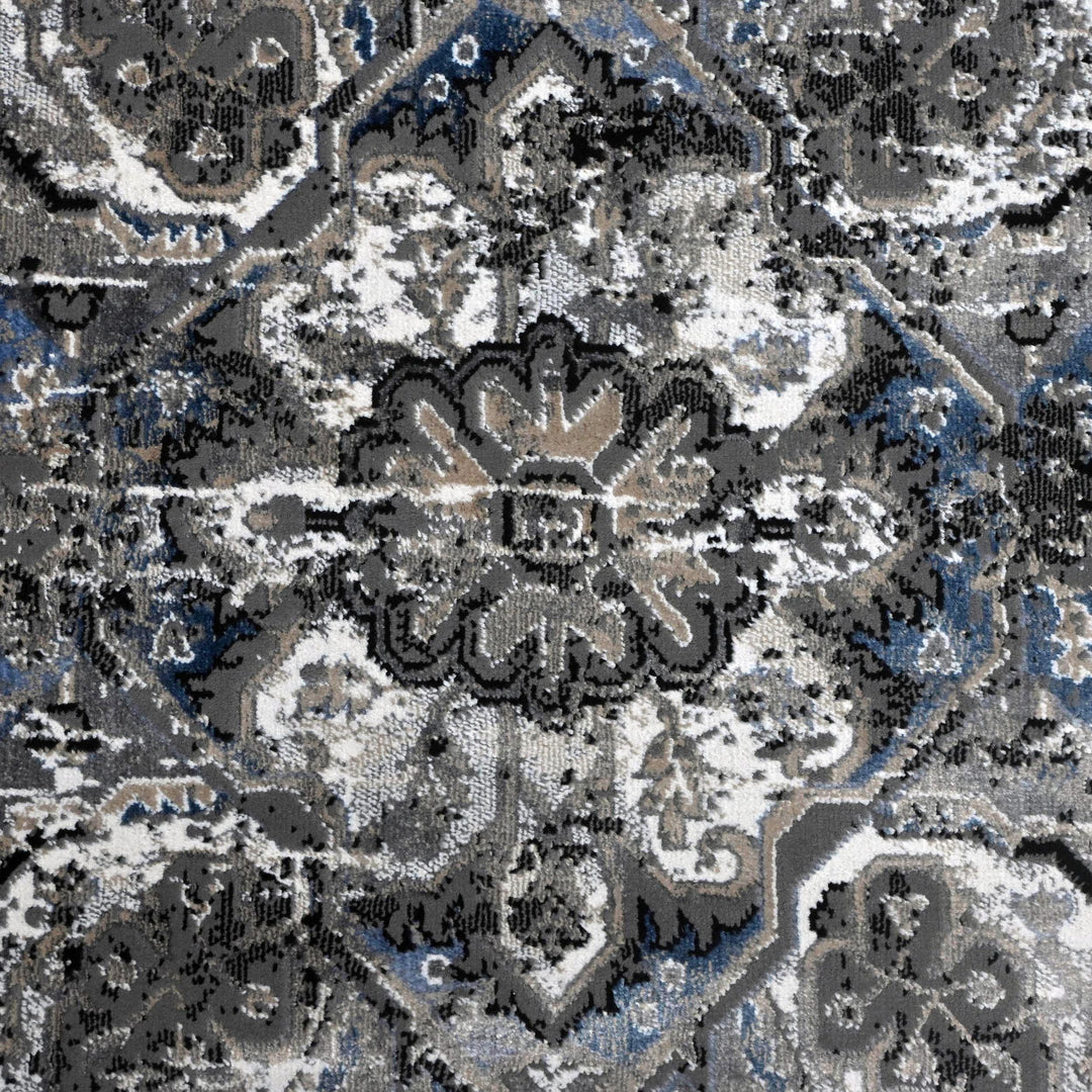 Grey Black Vintage Turkish Rug 5X8 ft