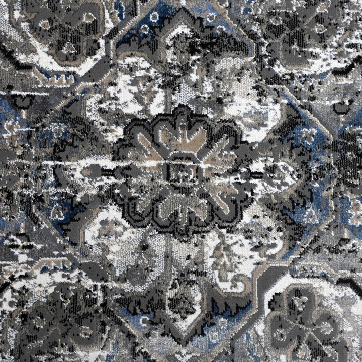 Grey Black Vintage Turkish Rug 5X8 ft