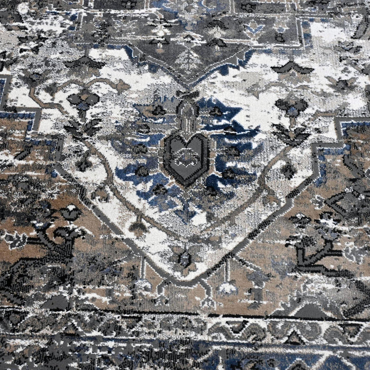 Grey Black Vintage Turkish Rug 5X8 ft